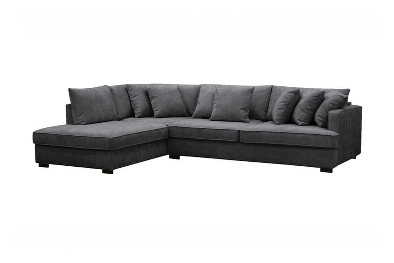 Rossi Djup 3-sits L Sammetssoffa med Schäslong Vänster - Svart - Möbler - Soffa - Divansoffa & schäslongsoffa - 4 sits soffa med divan