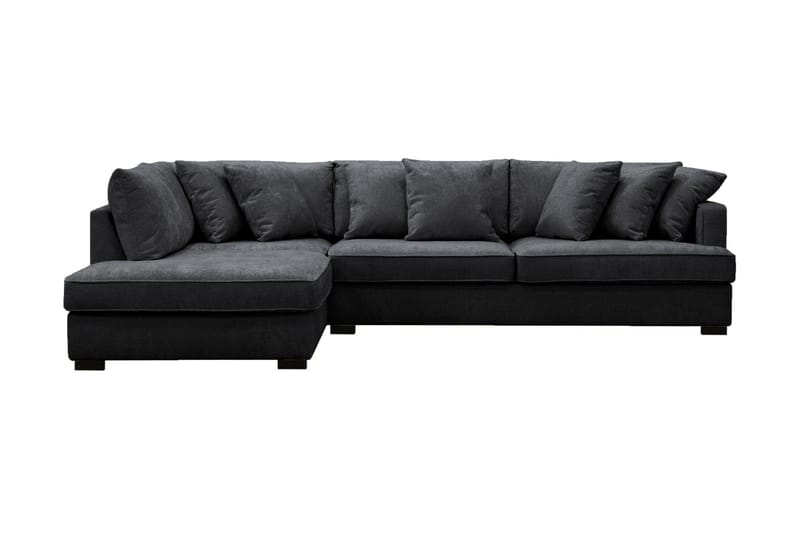 Rossi Djup 3-sits L Sammetssoffa med Schäslong Vänster - Svart - Möbler - Soffa - Divansoffa & schäslongsoffa - 4 sits soffa med divan