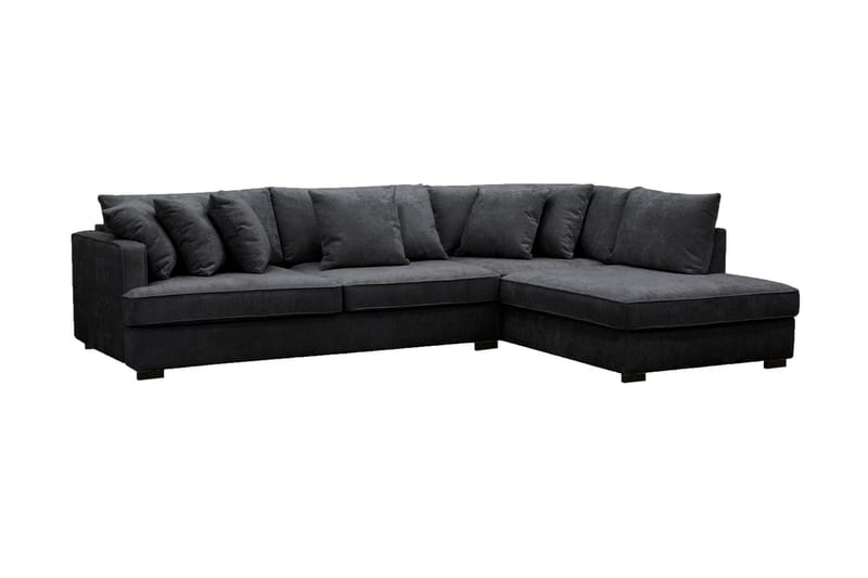 Rossita Djup 3-sits L Sammetssoffa med Schäslong Höger - Svart - Möbler - Soffa - Divansoffa & schäslongsoffa - 4 sits soffa med divan