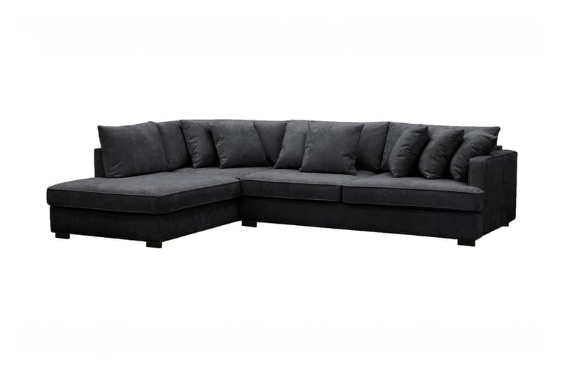 Rossita Djup 3-sits L Sammetssoffa med Schäslong Vänster - Svart - Möbler - Soffa - Divansoffa & schäslongsoffa - 4 sits soffa med divan