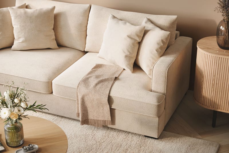 Rossita Djup 3-sits Sammetssoffa - Ljus Beige - Möbler - Soffa - 3 sits soffa