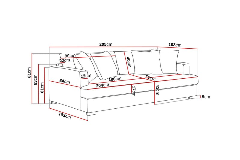 Rossita Djup 3-sits Soffa Hel dyna - Ljus Beige - Möbler - Soffa - 3 sits soffa