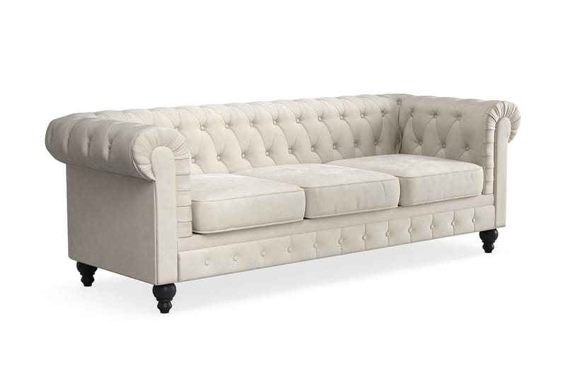 Sammetssoffa Walton Lyx 3-sits - Beige - Möbler - Soffa - Chesterfield soffa