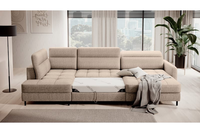 Soffa med Divan och Schäslong Berrto 5-sits - Beige - U-soffa