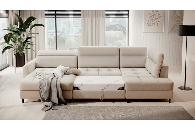 Soffa med Divan och Schäslong Berrto 5-sits - Beige - U-soffa