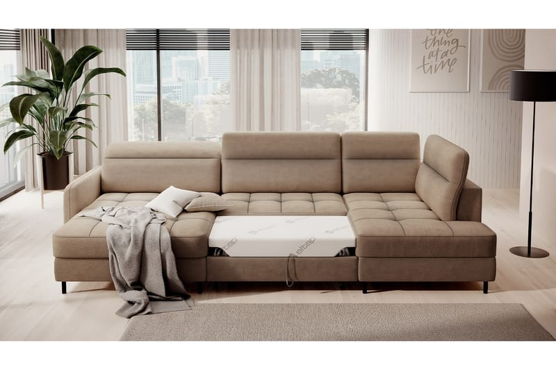 Soffa med Divan och Schäslong Berrto 5-sits - Beige - U-soffa