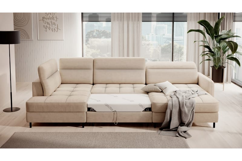 Soffa med Divan och Schäslong Berrto 5-sits - Beige - U-soffa