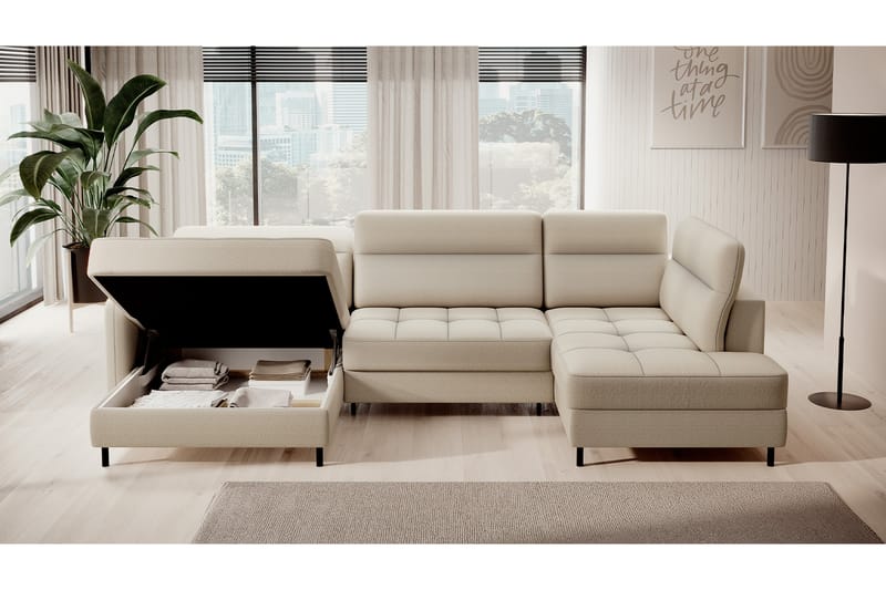 Soffa med Divan och Schäslong Berrto 5-sits - Beige - U-soffa