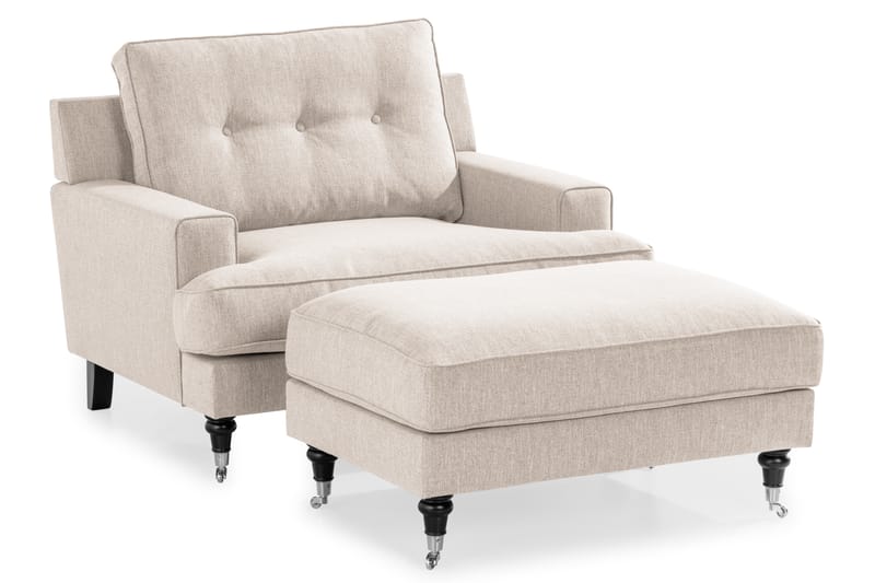 Soffgrupp Covington 2-sits+Fåtölj+Fotpall - Beige - Möbler - Soffa - Soffgrupp - Howard soffgrupp