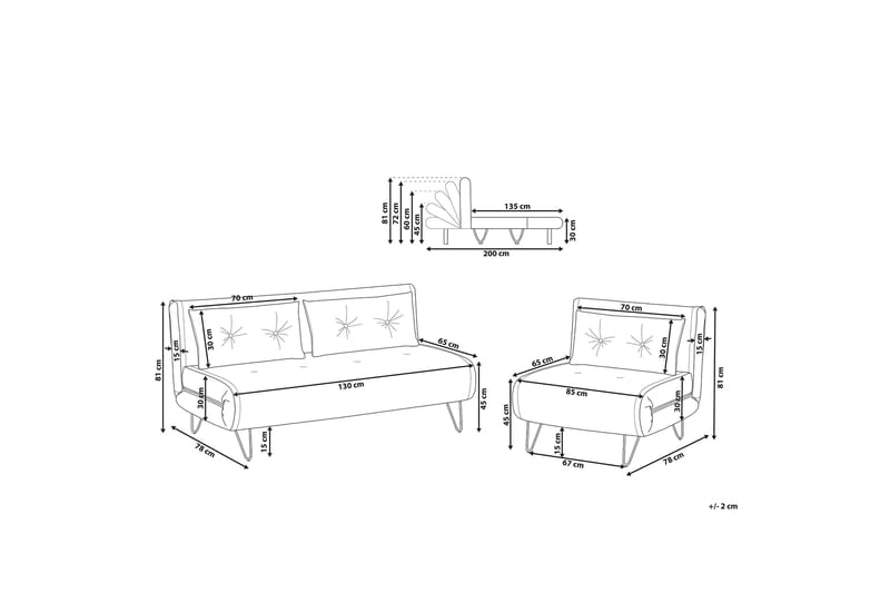 Soffgrupp 2-sits + 1-sits sammet mörkgrön VESTFOLD - Grön - Möbler - Soffa - Soffgrupp