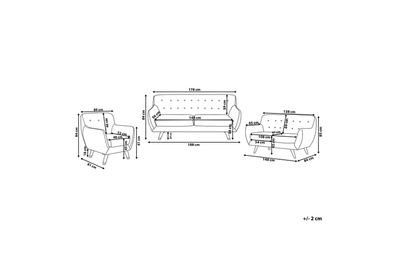 Soffgrupp 2-Sits+3-Sits+Fåtölj Bodo - Grön - Möbler - Soffa - Soffgrupp