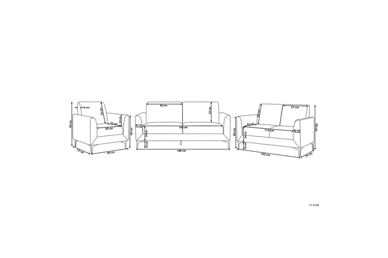 Soffgrupp 2-Sits+3-Sits+Fåtölj Fenes - Blå - Möbler - Soffa - Soffgrupp