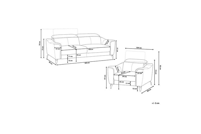 Soffgrupp 2-Sits+Fåtölj Narwik - Brun - Möbler - Soffa - Soffgrupp