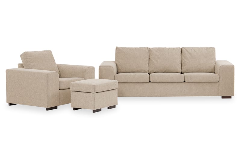 Soffgrupp Alter 3-sits+Fåtölj+Fotpall - Beige - Möbler - Soffa - Soffgrupp