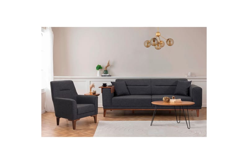 Soffgrupp Charlesbourg 3-sits Soffa + Fåtölj - Antracit - Möbler - Soffa - Soffgrupp