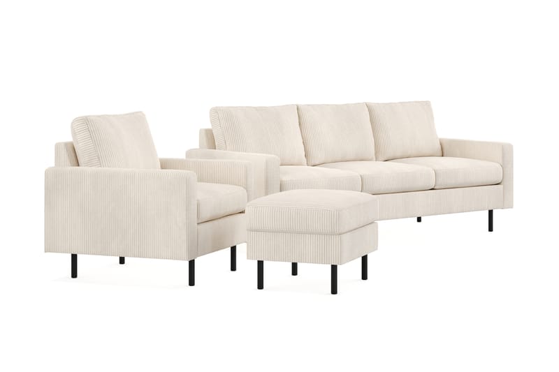 Soffgrupp Malley 3-sits+Fåtölj+Fotpall - Beige - Möbler - Soffa - Soffgrupp