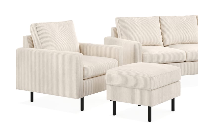 Soffgrupp Malley 3-sits+Fåtölj+Fotpall - Beige - Möbler - Soffa - Soffgrupp