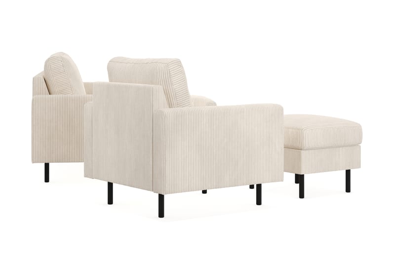 Soffgrupp Malley 3-sits m. Divan + Fåtölj+Fotpall - Beige - Möbler - Soffa - Soffgrupp