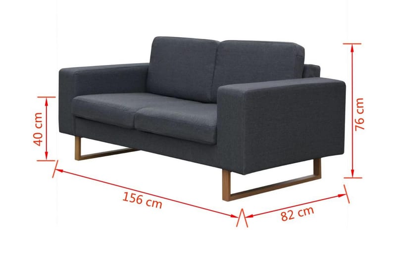 Soffgrupp med 2-sits och 3-sits mörkgrå - Grå - Möbler - Soffa - Soffgrupp