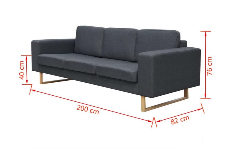 Soffgrupp med 2-sits och 3-sits mörkgrå - Grå - Möbler - Soffa - Soffgrupp