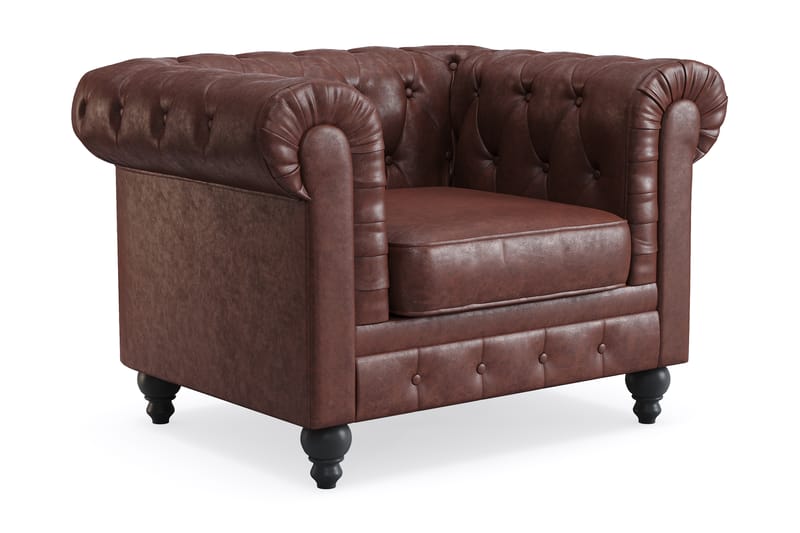 Soffgrupp Walton Lyx 2-sits+Fåtölj - Brun - Möbler - Soffa - Soffgrupp - Chesterfield soffgrupp