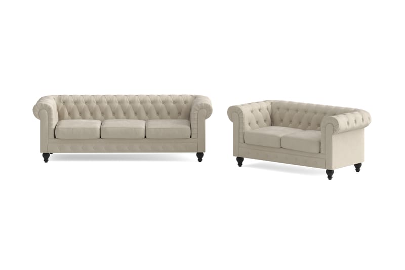 Soffgrupp Walton Lyx 3-sits+2-sits - Beige - Möbler - Soffa - Soffgrupp - Chesterfield soffgrupp