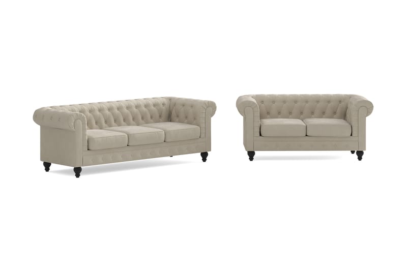 Soffgrupp Walton Lyx 3-sits+2-sits - Beige - Möbler - Soffa - Soffgrupp - Chesterfield soffgrupp