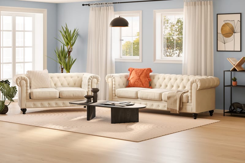 Soffgrupp Walton Lyx 3-sits+2-sits - Beige - Möbler - Soffa - Soffgrupp - Chesterfield soffgrupp