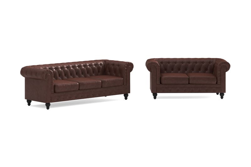 Soffgrupp Walton Lyx 3-sits+2-sits - Brun - Möbler - Soffa - Soffgrupp - Chesterfield soffgrupp