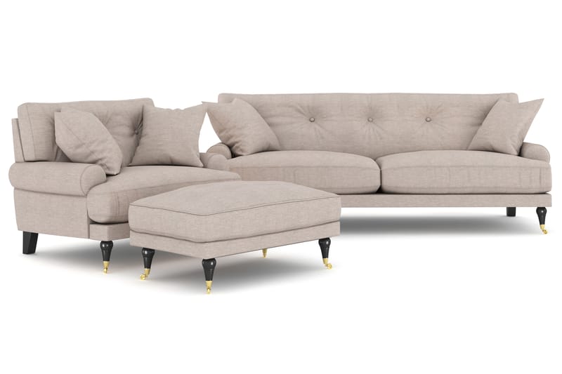 Soffgrupp Webber 2+1 - Beige|Mässing - Möbler - Soffa - Soffgrupp - Howard soffgrupp