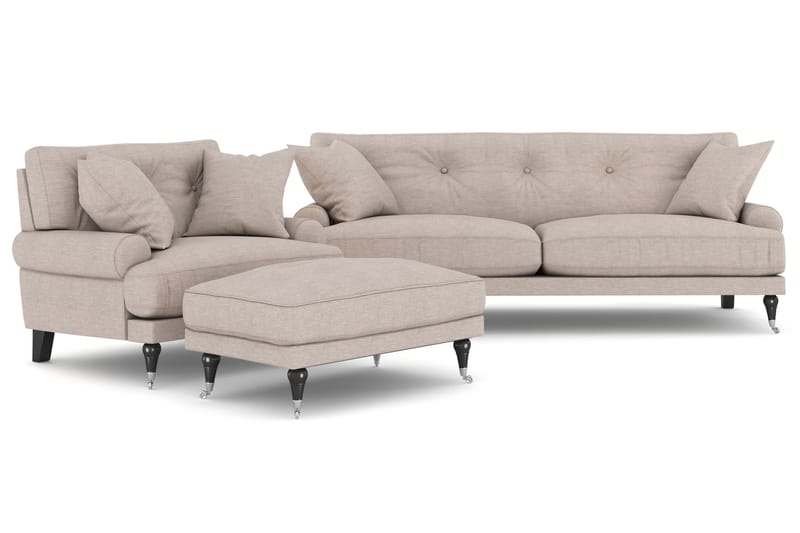 Soffgrupp Webber 2+1 Sammet - Beige|Krom - Möbler - Soffa - Soffgrupp - Howard soffgrupp