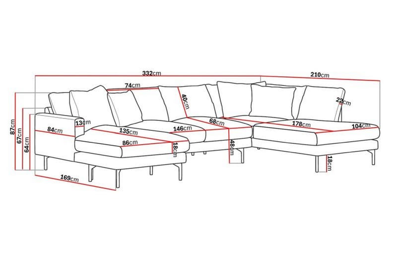 5-sits U-Soffa Armunia - Grå - Möbler - Soffa - U-soffa