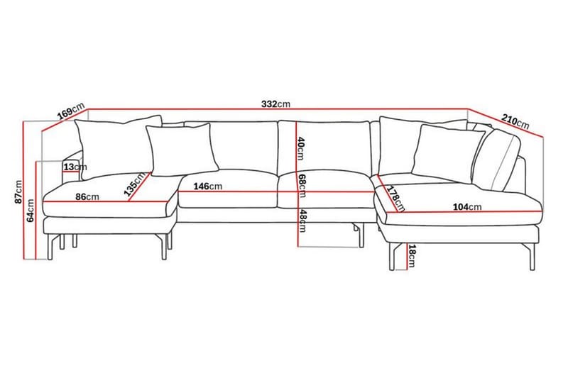 5-sits U-Soffa Armunia - Grå - Möbler - Soffa - U-soffa