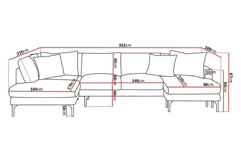 5-sits U-Soffa Menard - Beige - Möbler - Soffa - U-soffa