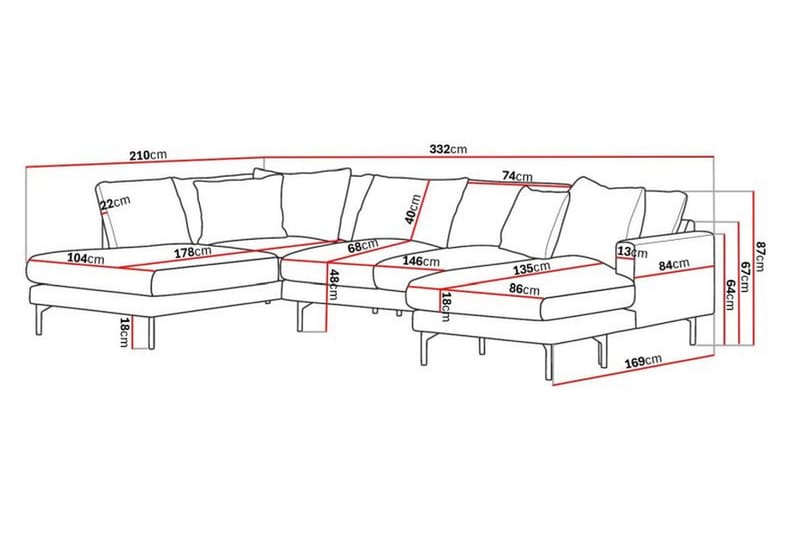 5-sits U-Soffa Menard - Beige - Möbler - Soffa - U-soffa