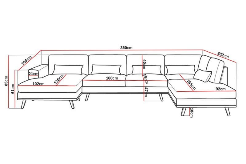 U-soffa Haga - Beige/Ek - Möbler - Soffa - U-soffa