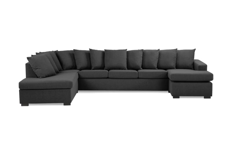 U-soffa Nevada XL Divan Höger inkl Kuvertkuddar - Svart - 2 sits soffa med divan - 4 sits soffa med divan - Sammetssoffa - Skinnsoffa - 3 sits soffa med divan - U-soffa