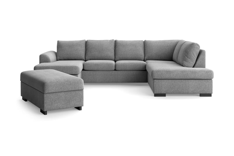 U-soffa Ohio med Divan Vänster med Fotpall - Grå - 2 sits soffa med divan - 4 sits soffa med divan - Sammetssoffa - Skinnsoffa - 3 sits soffa med divan - U-soffa