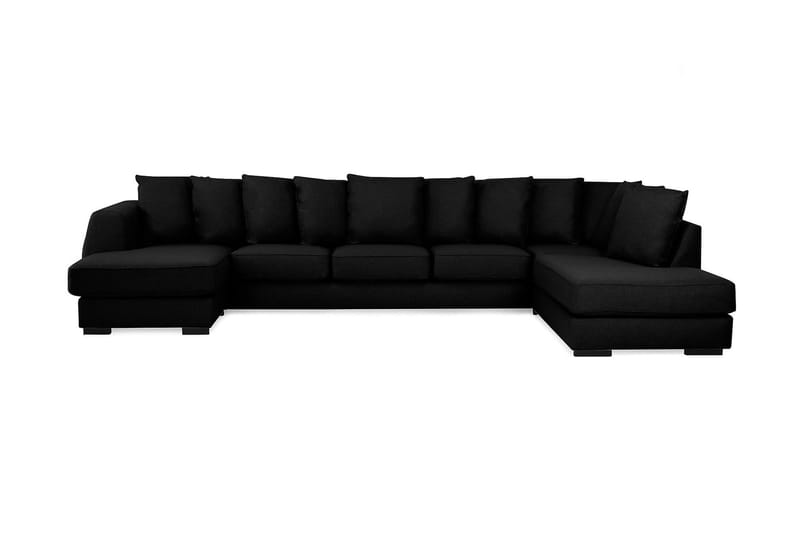 U-soffa Ontario Large med Divan Vänster inkl Kuvertkuddar - Svart - 2 sits soffa med divan - 4 sits soffa med divan - Sammetssoffa - Skinnsoffa - 3 sits soffa med divan - U-soffa