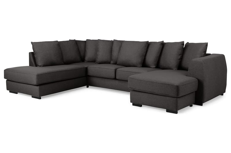 U-soffa Ontario med Divan Höger inkl Kuvertkuddar - Mörkgrå - 2 sits soffa med divan - 4 sits soffa med divan - Sammetssoffa - Skinnsoffa - 3 sits soffa med divan - U-soffa