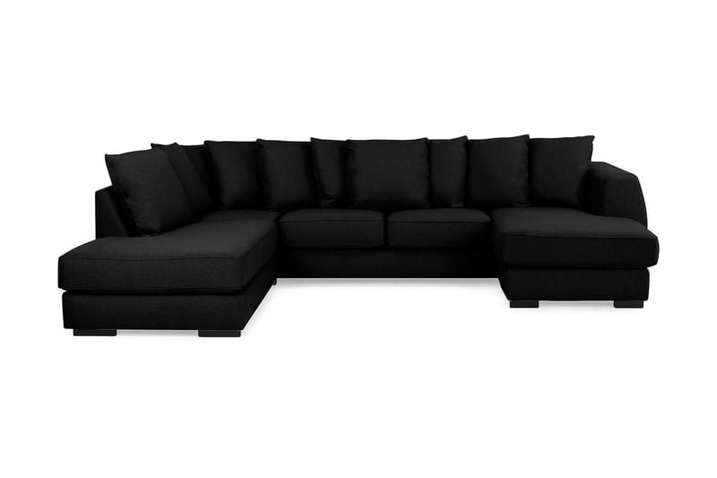 U-soffa Ontario med Divan Höger inkl Kuvertkuddar - Svart - 2 sits soffa med divan - 4 sits soffa med divan - Sammetssoffa - Skinnsoffa - 3 sits soffa med divan - U-soffa