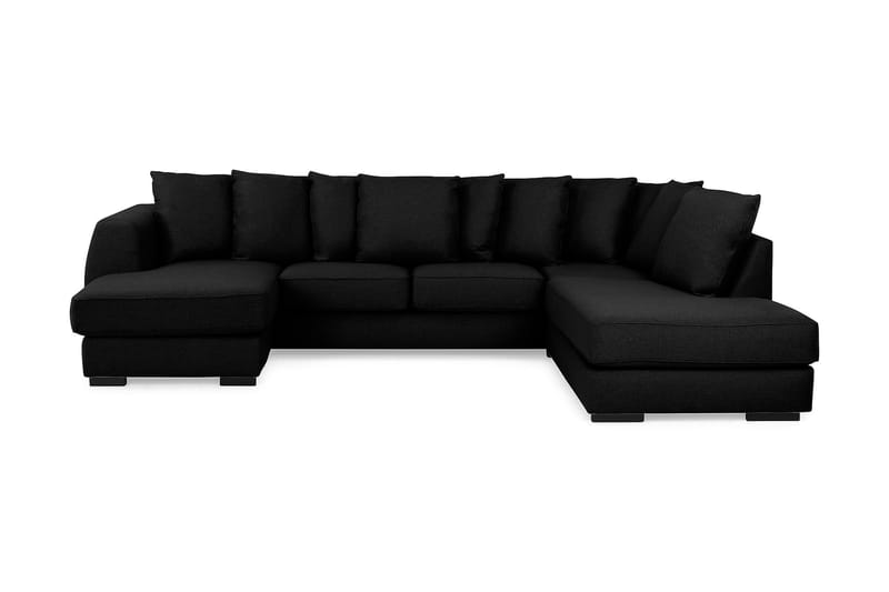 U-soffa Ontario med Divan Vänster inkl Kuvertkuddar - Svart - 2 sits soffa med divan - 4 sits soffa med divan - Sammetssoffa - Skinnsoffa - 3 sits soffa med divan - U-soffa