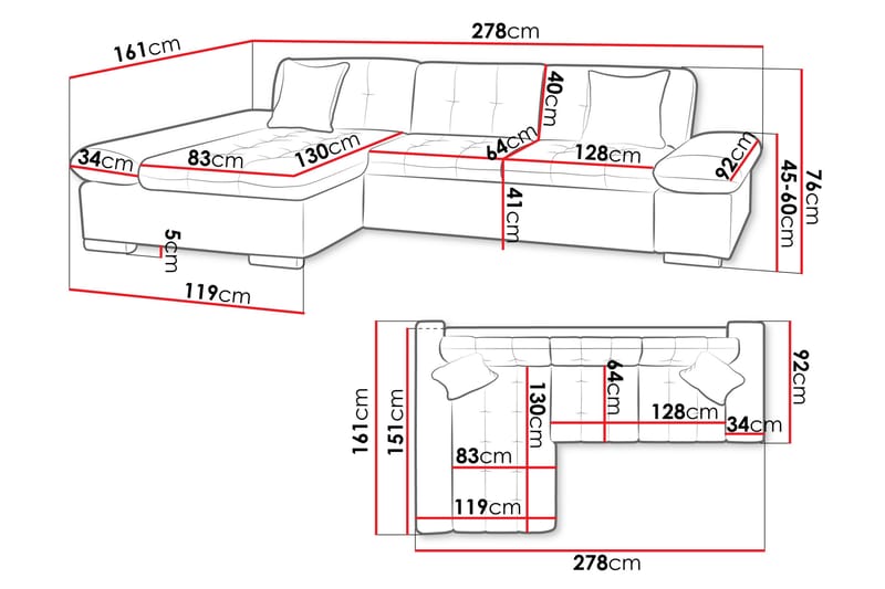 Vananda Soffa med Divan 3-sits - Beige - Möbler - Soffa - Divansoffa & schäslongsoffa - 3 sits soffa med divan