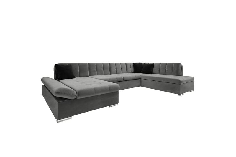 Zumar Soffa med Divan och Schäslong 4-sits - Mörkgrå/Svart - Möbler - Soffa - Divansoffa & schäslongsoffa - 4 sits soffa med divan