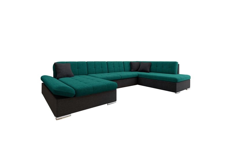 Zumar Soffa med Divan och Schäslong 4-sits - Svart/Grön - Möbler - Soffa - Divansoffa & schäslongsoffa - 4 sits soffa med divan