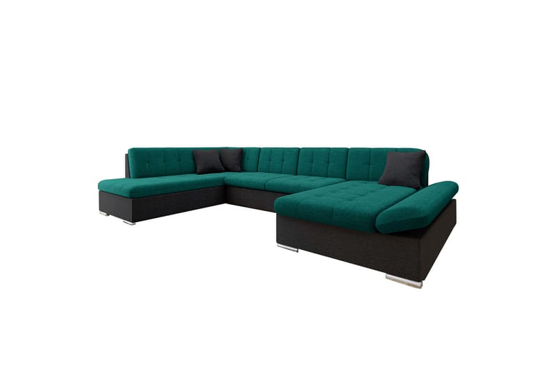 Zumar Soffa med Divan och Schäslong 4-sits - Svart/Grön - Möbler - Soffa - Divansoffa & schäslongsoffa - 4 sits soffa med divan