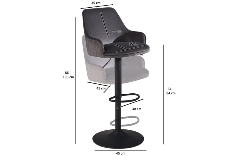 Badan Barstol 106 cm - Mörkgrå - Möbler - Fåtölj & stolar - Barstol & barpall