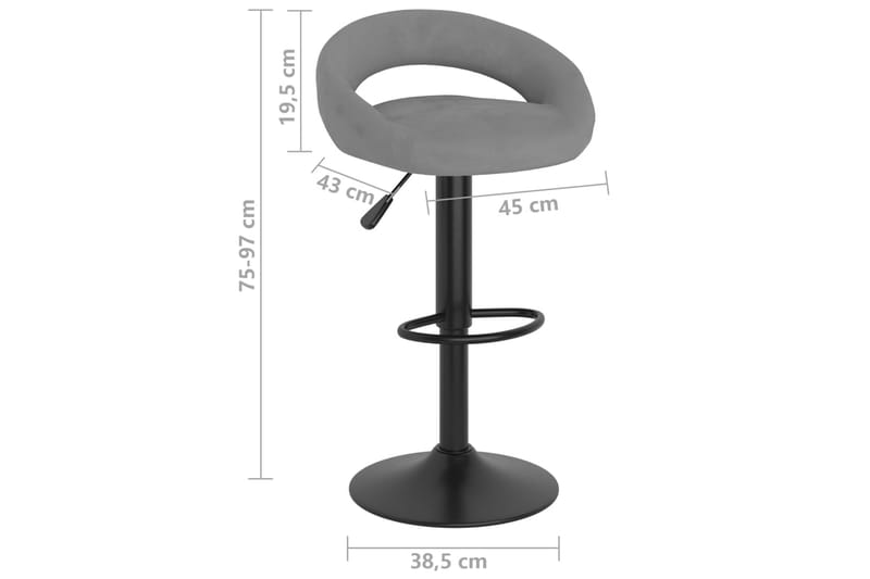 Barstolar 2 st ljusgrå sammet - Grå - Möbler - Fåtölj & stolar - Barstol & barpall