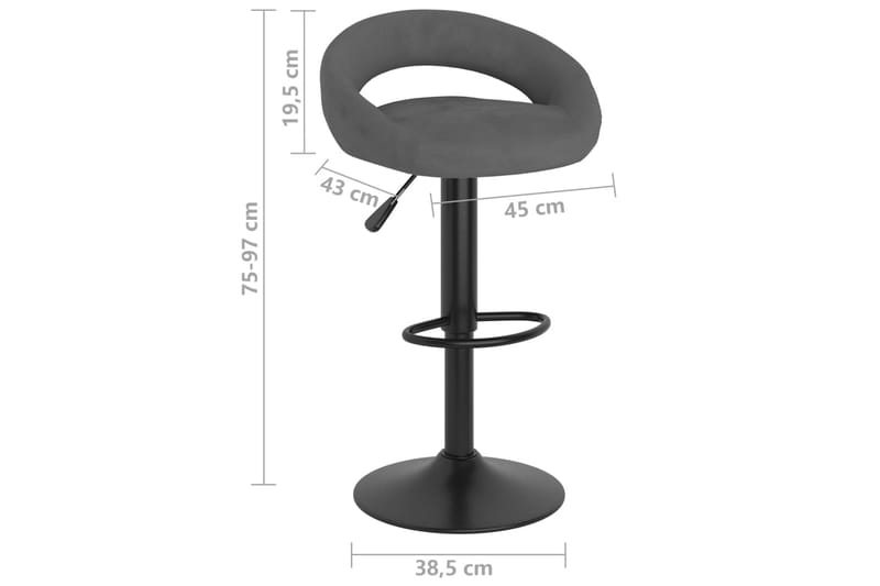 Barstolar 2 st mörkgrå sammet - Grå - Möbler - Fåtölj & stolar - Barstol & barpall