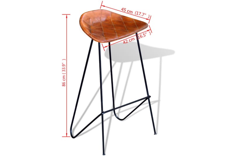 Barstolar 2 st svart och brun äkta läder - Brun - Möbler - Fåtölj & stolar - Barstol & barpall